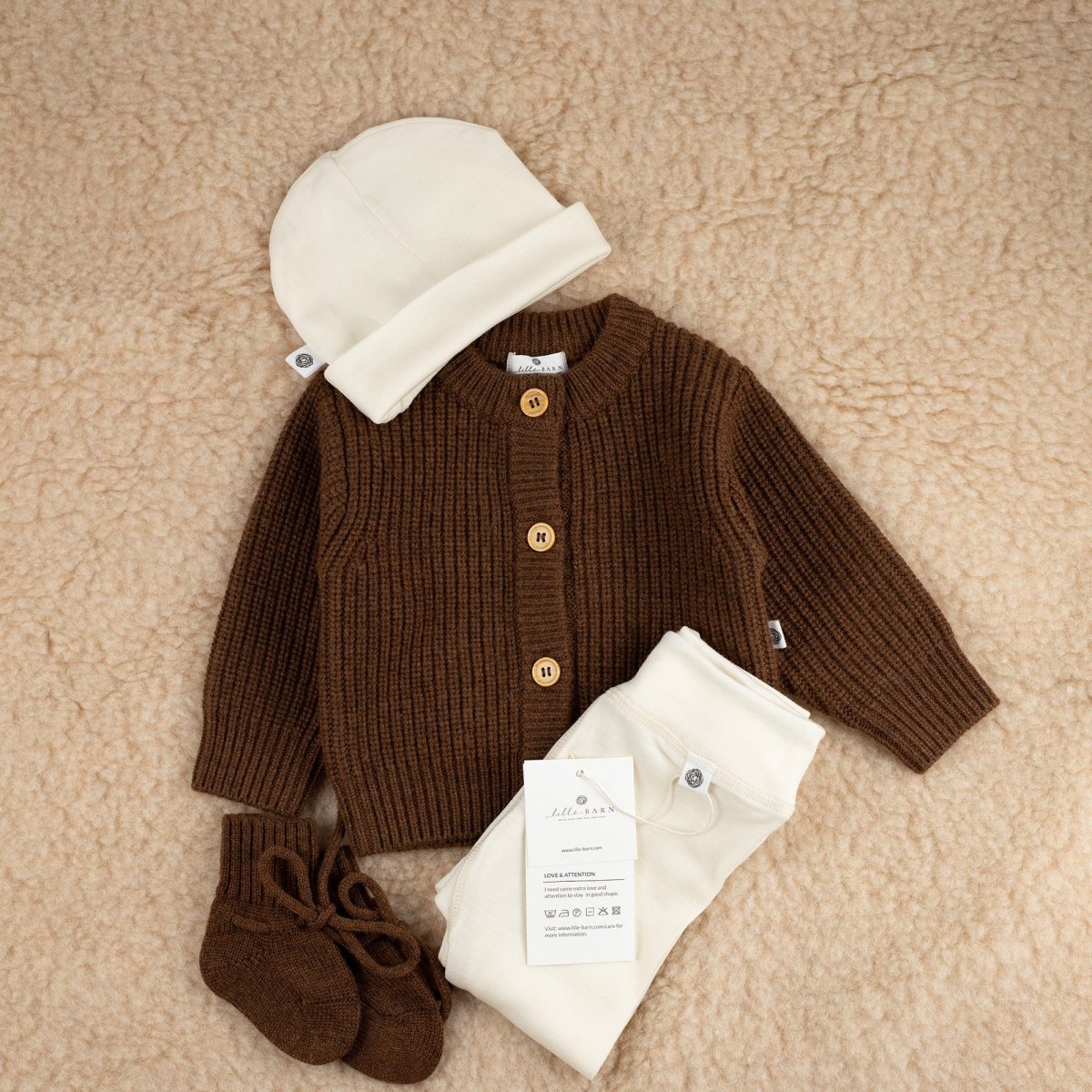 Knitted Wool Baby Cardigan - Merino Wool - Brunette - Tiny Tugz™