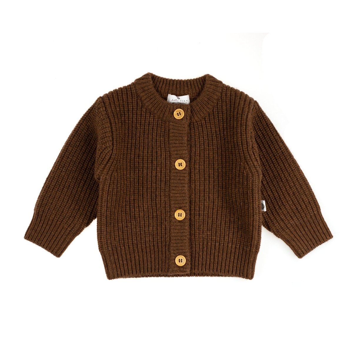Knitted Wool Baby Cardigan - Merino Wool - Brunette - Tiny Tugz™