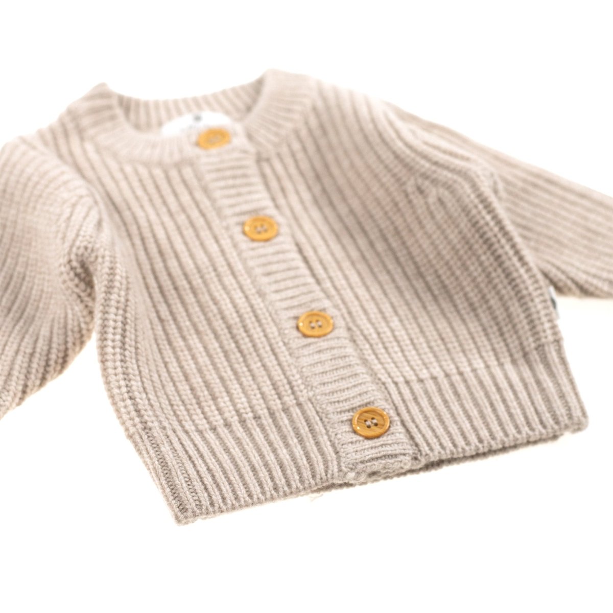 Knitted Wool Baby Cardigan - Merino Wool - Garlic - Tiny Tugz™
