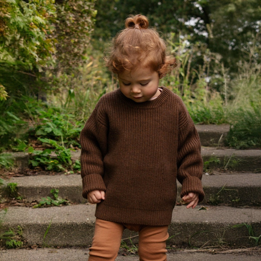 Knitted Wool Baby Sweater - Merino Wool - Brunette - Tiny Tugz™