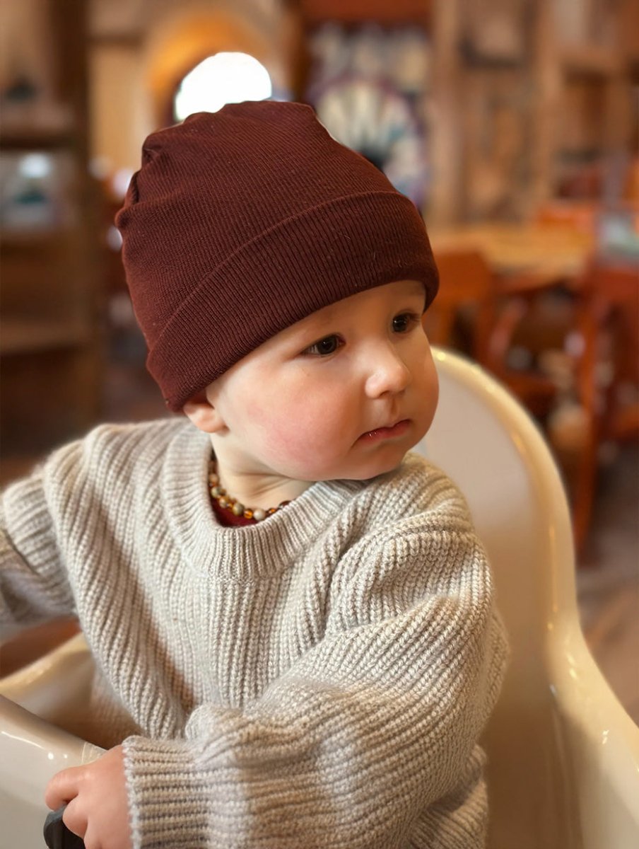 Knitted Wool Baby Sweater - Merino Wool - Garlic - Tiny Tugz™