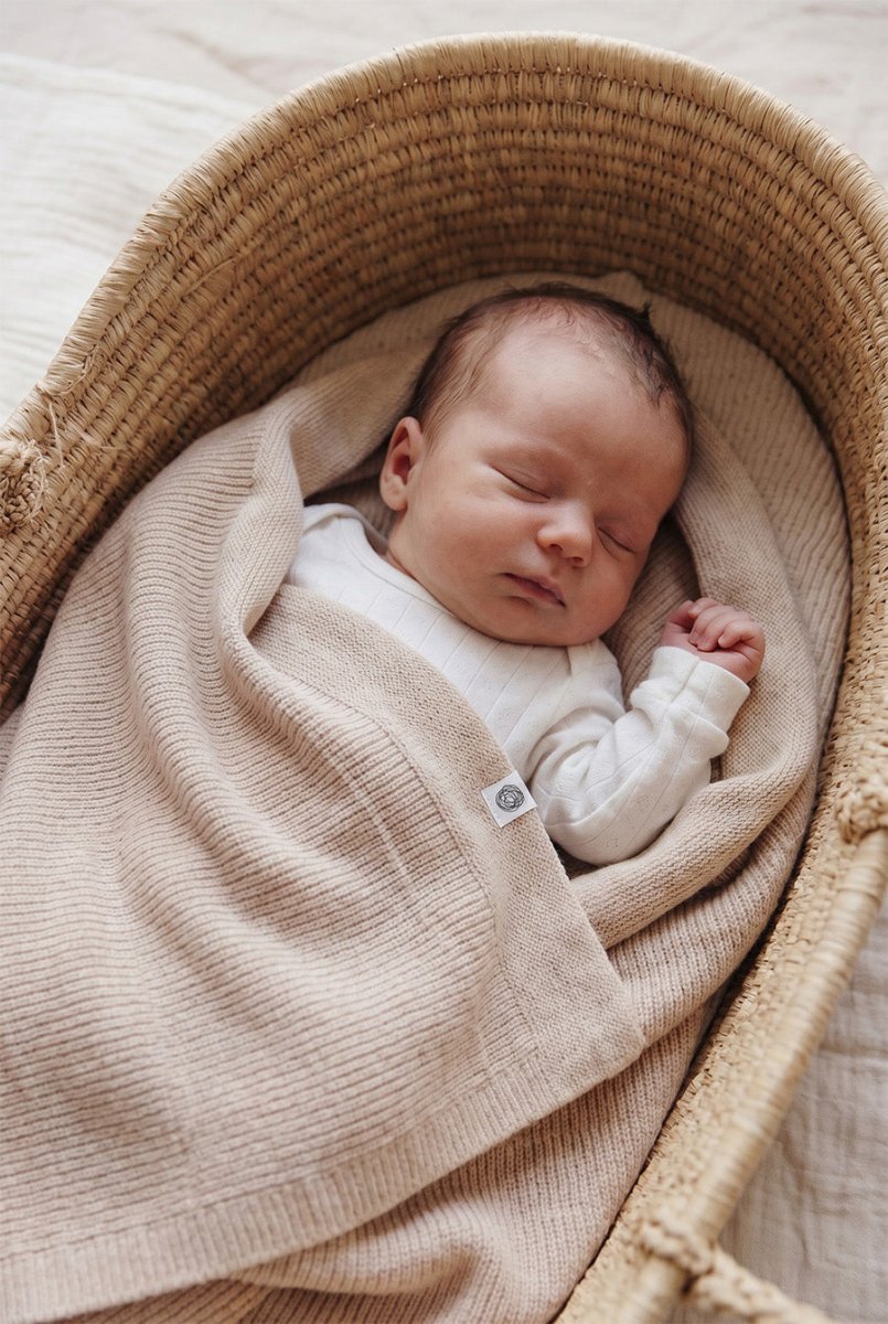 Knitted Wool Baby/Children's Blanket - Merino Wool - Garlic - Tiny Tugz™