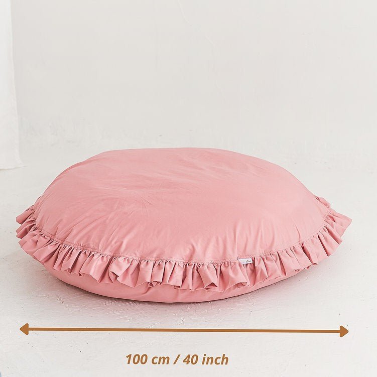 Large Kids Floor Cushion with Ruffled Edge - Pink - Round, 100 cm - Tiny Tugz™