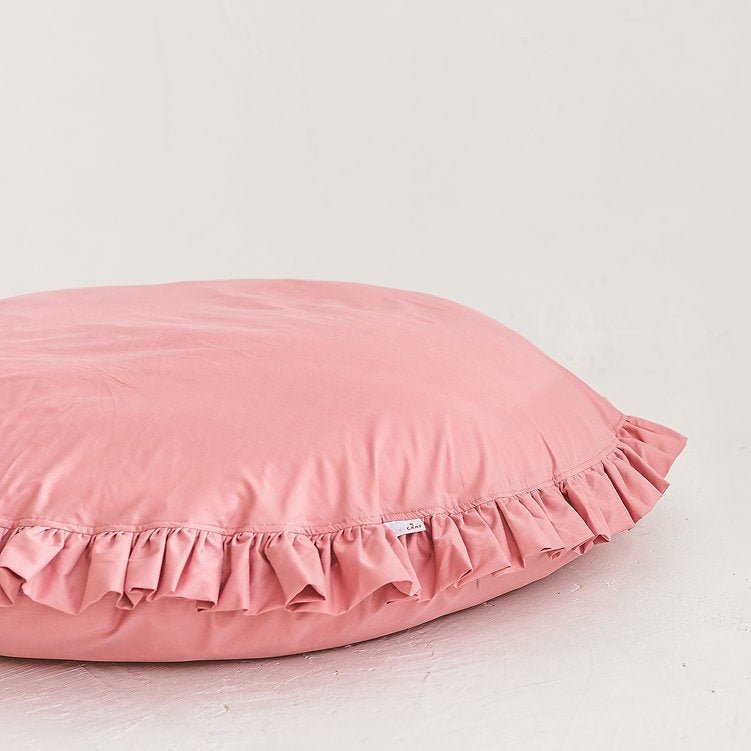 Large Kids Floor Cushion with Ruffled Edge - Pink - Round, 100 cm - Tiny Tugz™