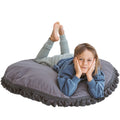 Large Kids Floor Cushion with Tassels - Grey - Round, 100 cm - Tiny Tugz™