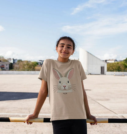 Organic Cotton Kids’ T-Shirt – Embroidery Bunny Design