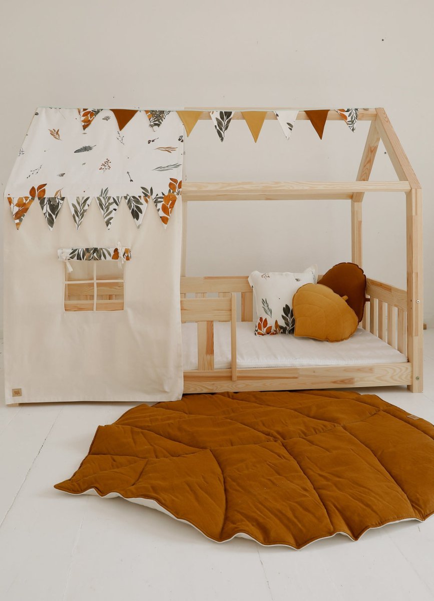 Leaf Play Mat (Caramel) – Cotton & Linen, Handmade - Tiny Tugz™