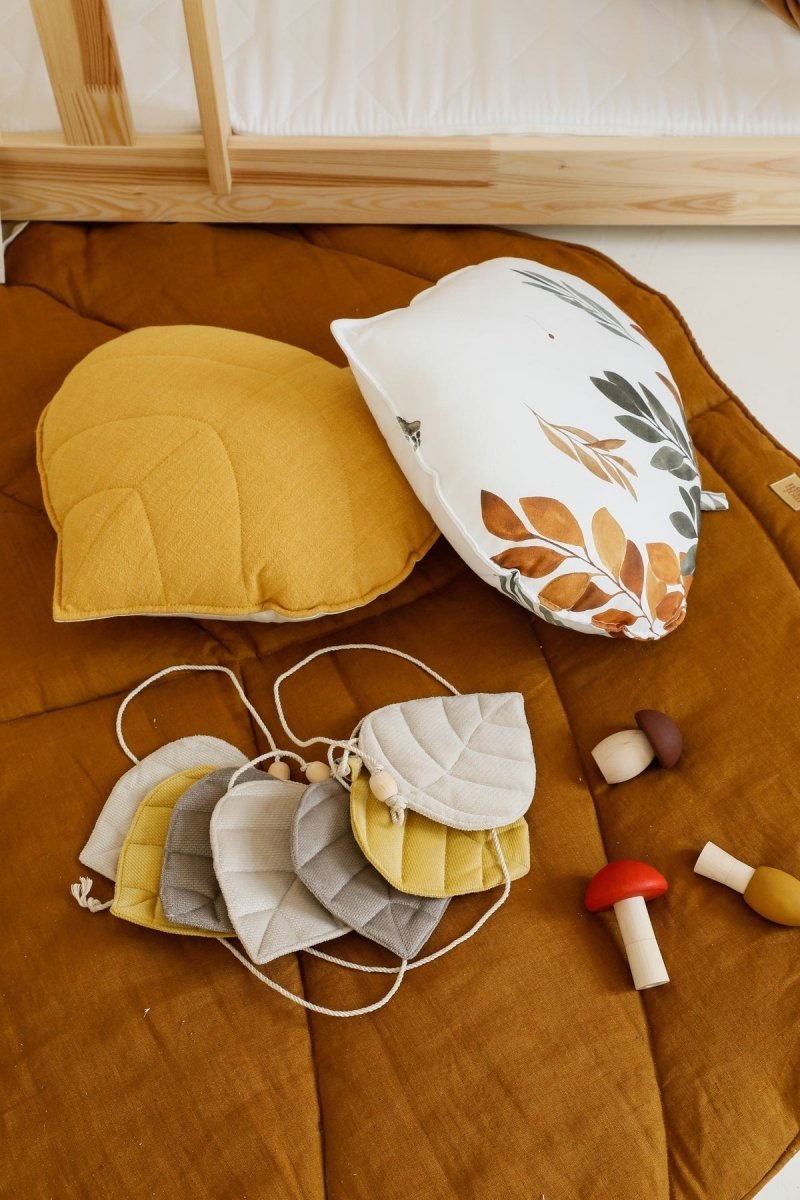 Leaf Play Mat (Caramel) – Cotton & Linen, Handmade - Tiny Tugz™