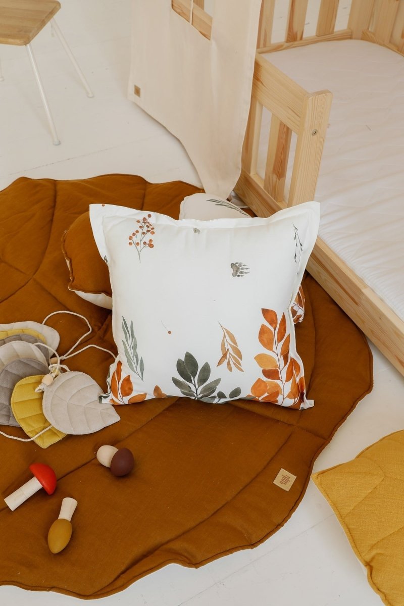 Leaf Play Mat (Caramel) – Cotton & Linen, Handmade - Tiny Tugz™