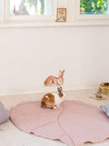 Leaf Play Mat (Powder Pink) – Cotton & Linen, Handmade - Tiny Tugz™