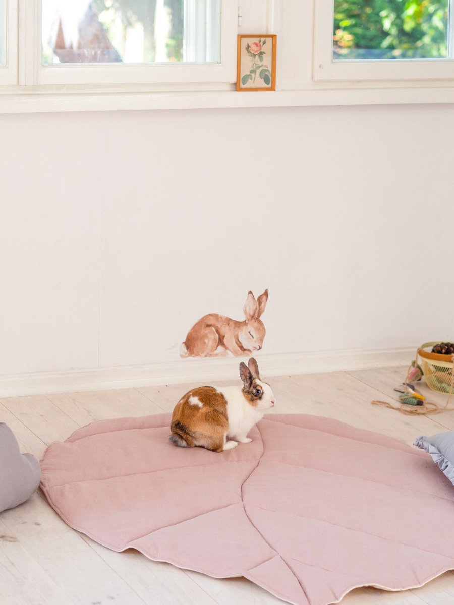 Leaf Play Mat (Powder Pink) – Cotton & Linen, Handmade - Tiny Tugz™