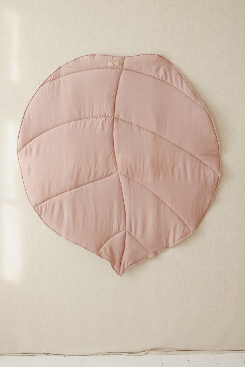 Leaf Play Mat (Powder Pink) – Cotton & Linen, Handmade - Tiny Tugz™