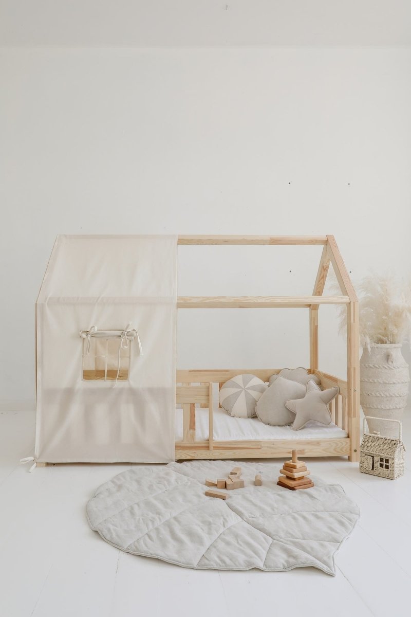 Leaf Play Mat (Sand) – Cotton & Linen, Handmade - Tiny Tugz™