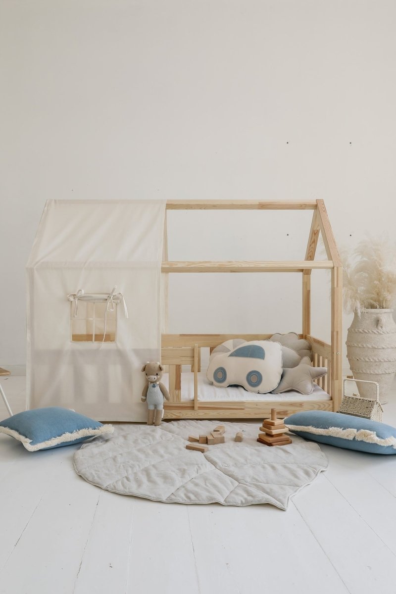 Leaf Play Mat (Sand) – Cotton & Linen, Handmade - Tiny Tugz™