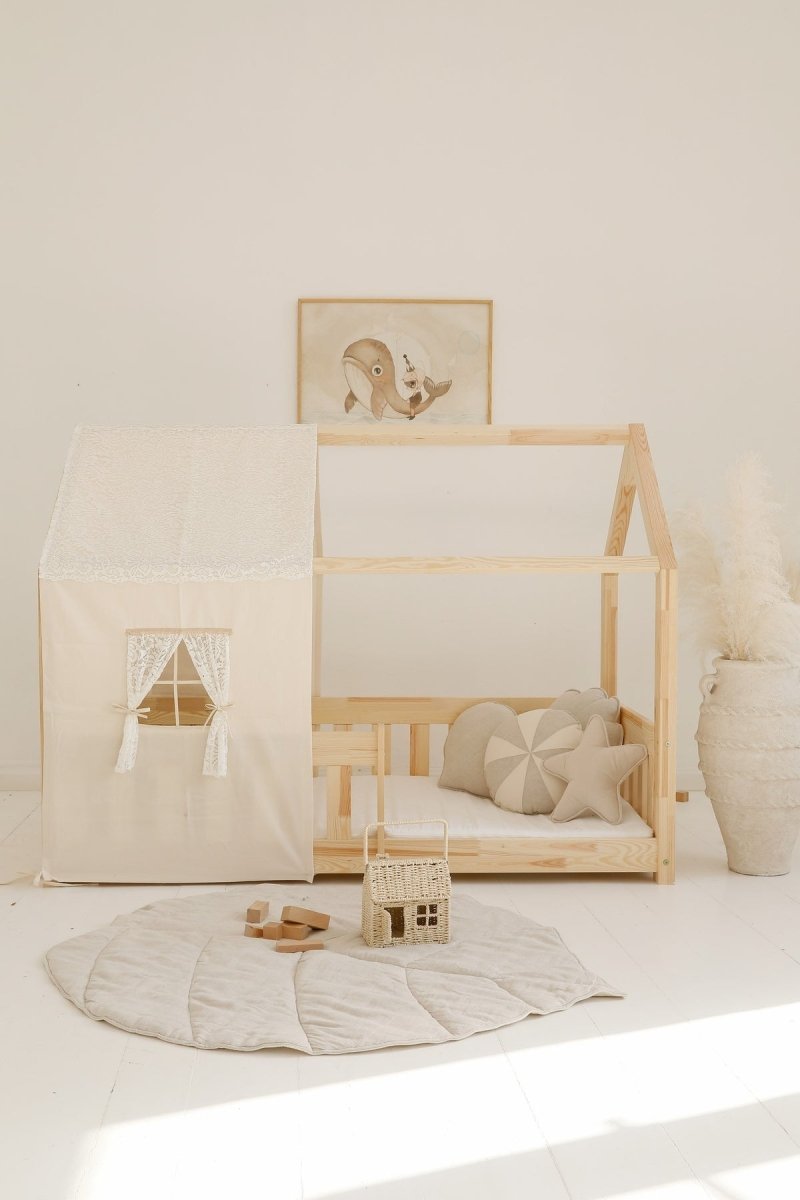 Leaf Play Mat (Sand) – Cotton & Linen, Handmade - Tiny Tugz™