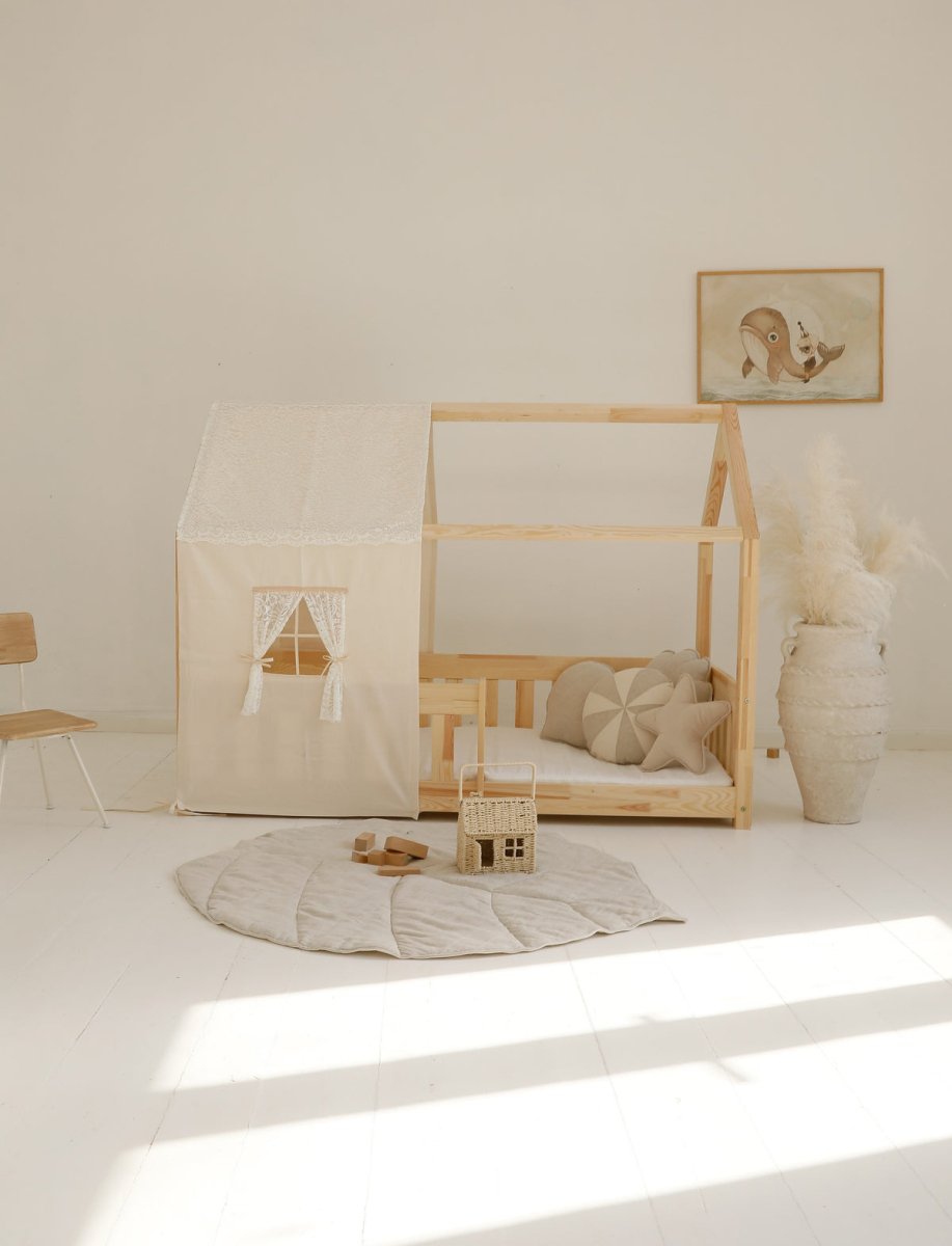 Leaf Play Mat (Sand) – Cotton & Linen, Handmade - Tiny Tugz™