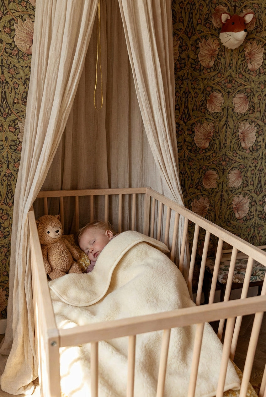 Wool Cot Blanket 93x135cm - Merino Wool - Natural
