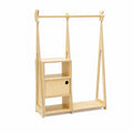 Kids Montessori wardrobe in natural birch plywood, closed view