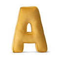 Letter A Velvet Pillow - Decorative Cushion, 30 cm (Yellow) - Tiny Tugz™