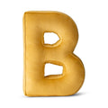 Letter B Velvet Pillow - Decorative Cushion, 30 cm (Yellow) - Tiny Tugz™