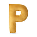 Letter P Velvet Pillow - Decorative Cushion, 30 cm (Yellow) - Tiny Tugz™