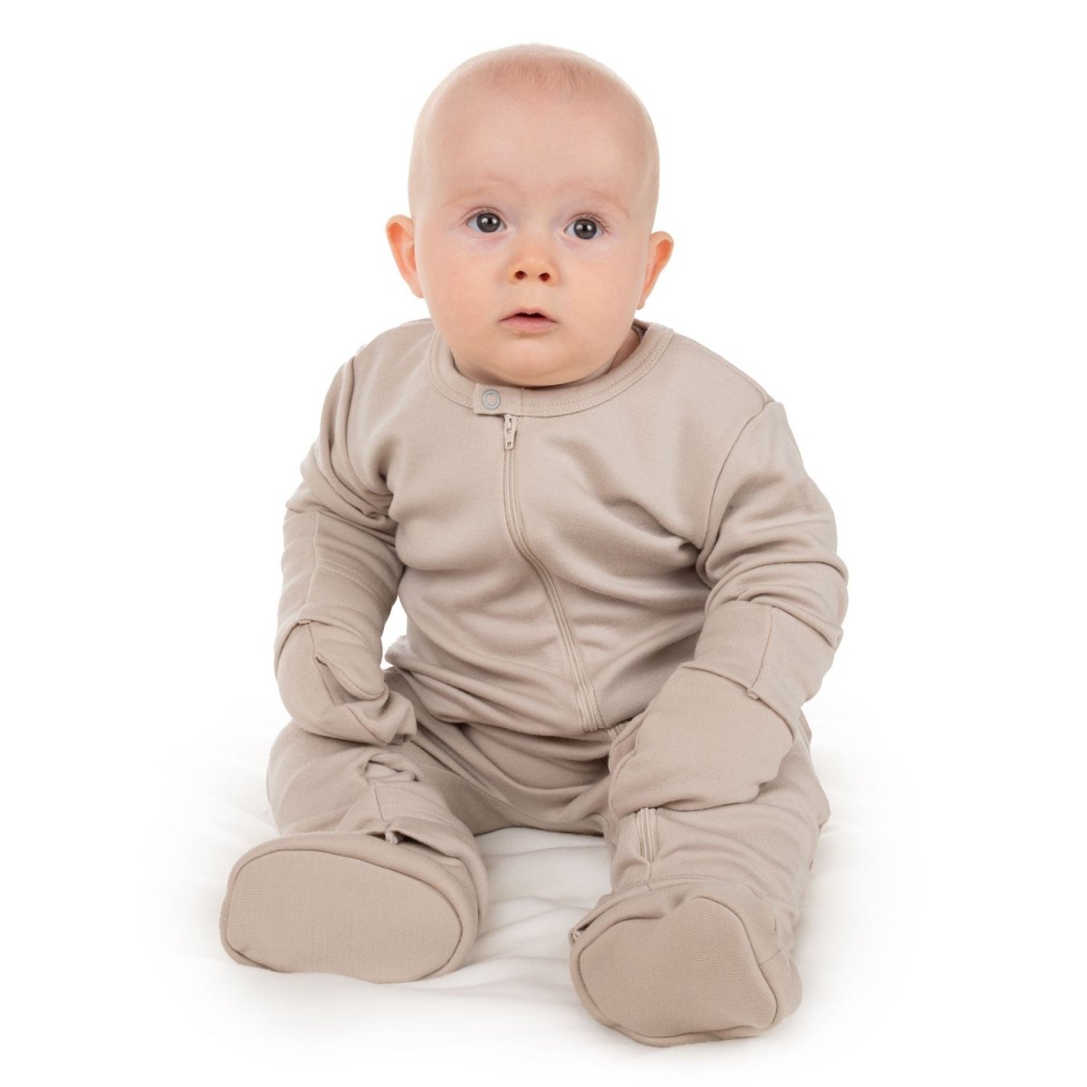 Lightweight Merino Wool Baby Overall – Beige - Tiny Tugz™