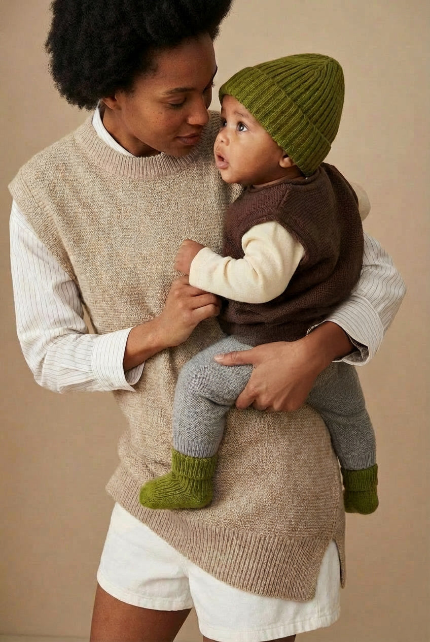 Knitted Merino Wool Baby Hat - Pickle