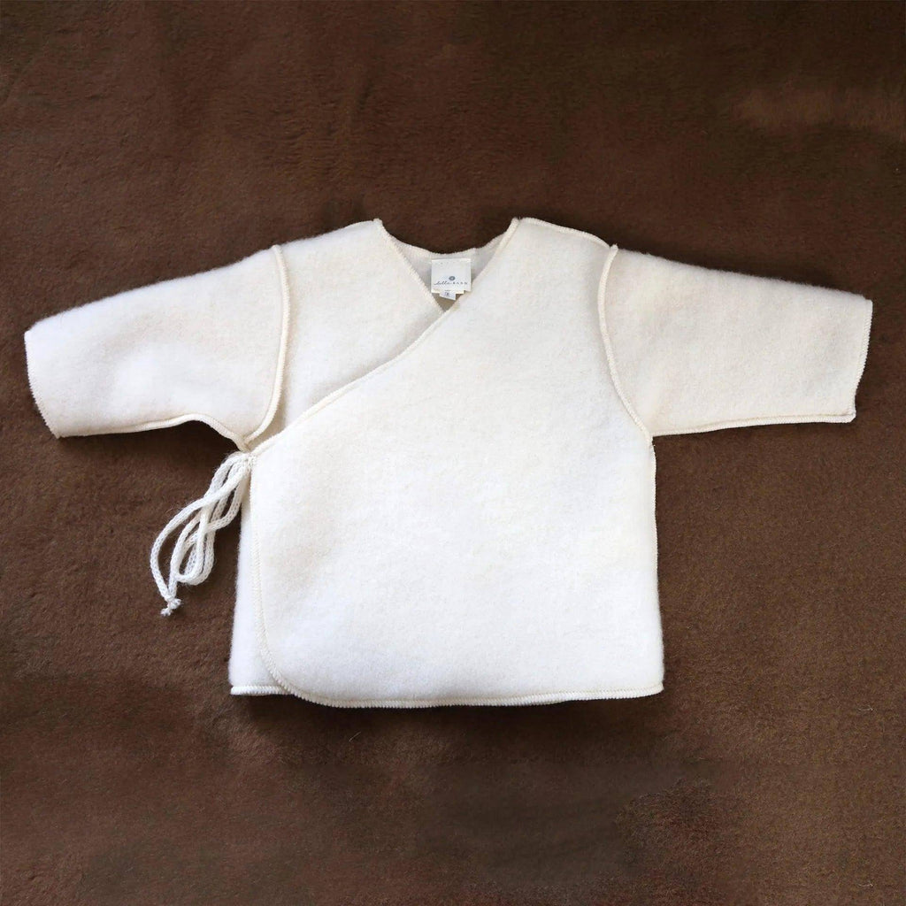 Wool Baby/Newborn Cardigan - Merino Wool Fleece - Natural
