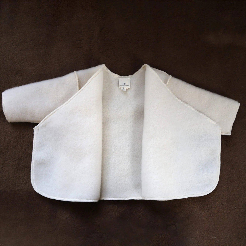 Wool Baby/Newborn Cardigan - Merino Wool Fleece - Natural