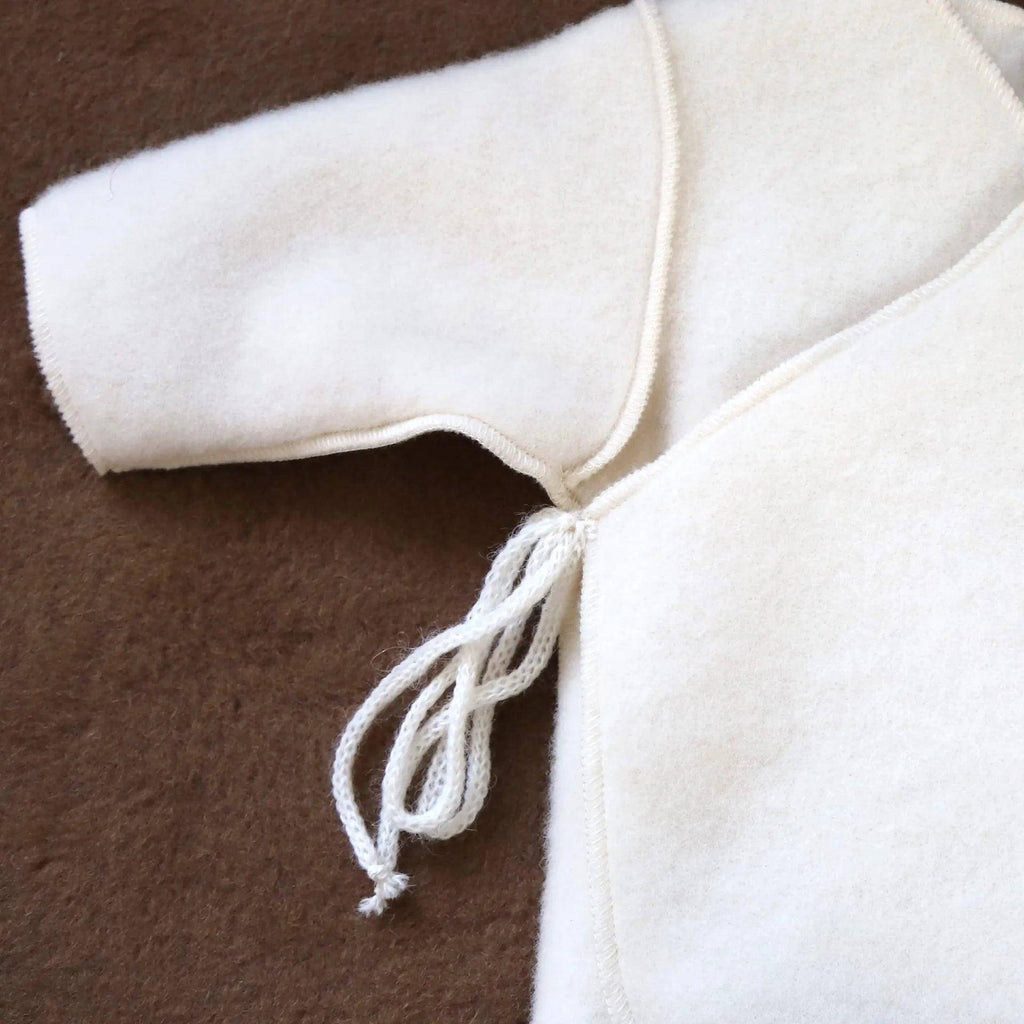 Wool Baby/Newborn Cardigan - Merino Wool Fleece - Natural
