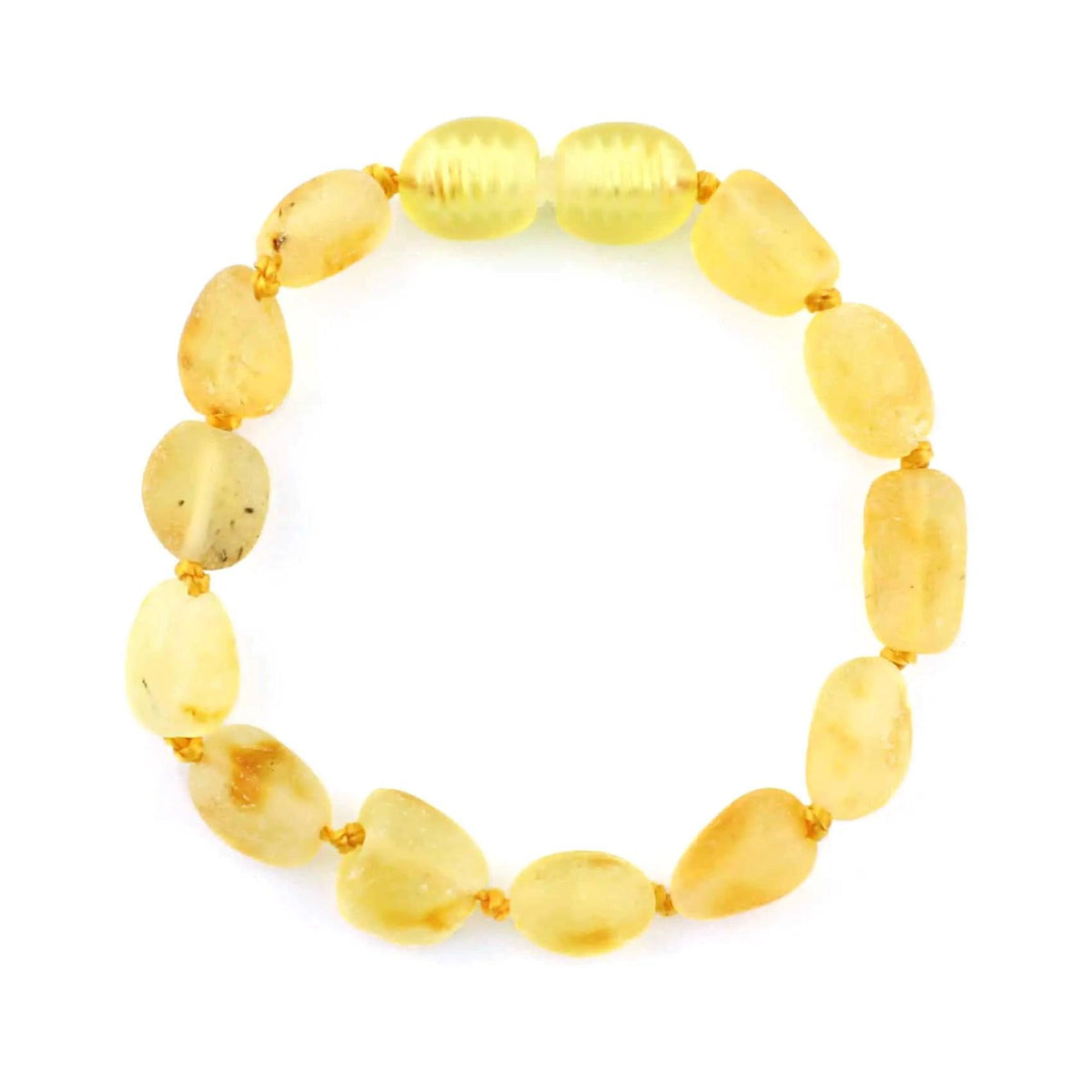 Baby/Child - Amber Bracelet - Oval Raw Beads - Lemon - 14cm
