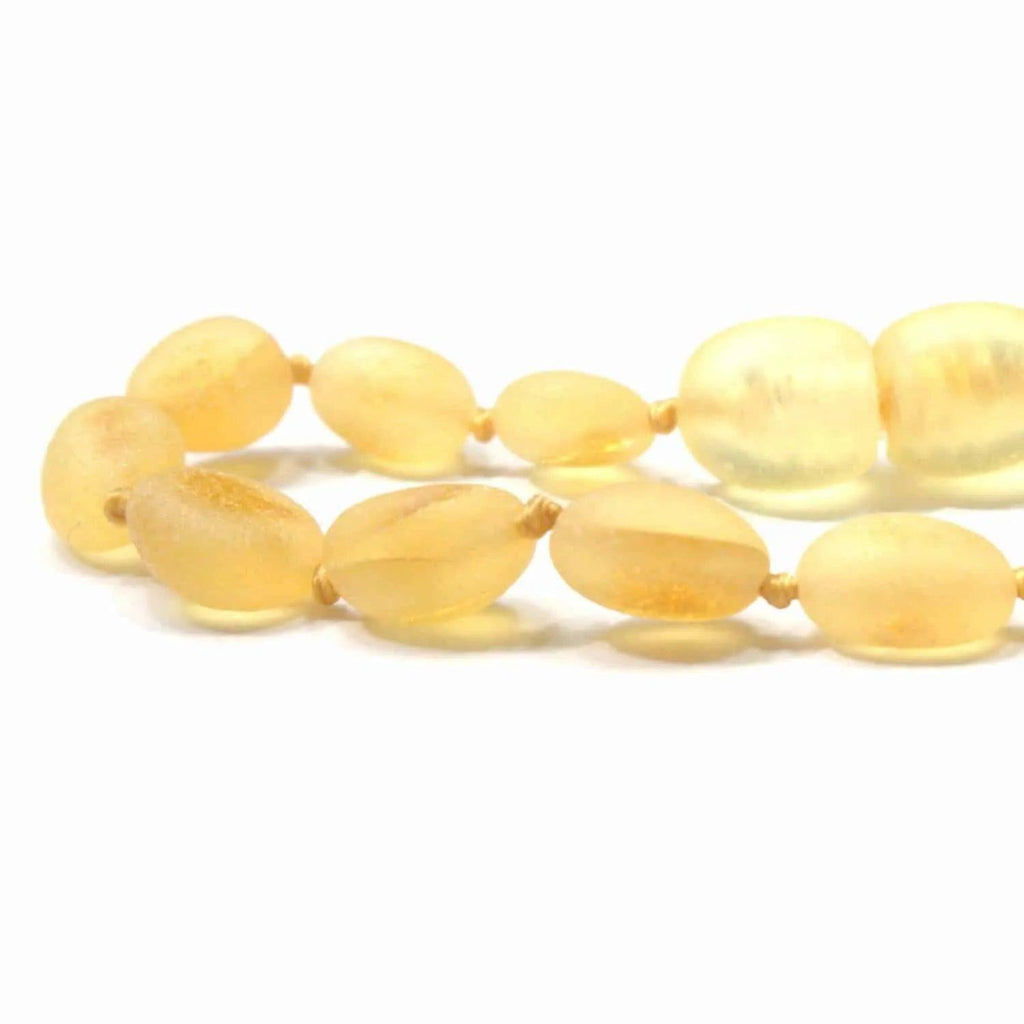 Baby/Child - Amber Bracelet - Oval Raw Beads - Lemon - 14cm