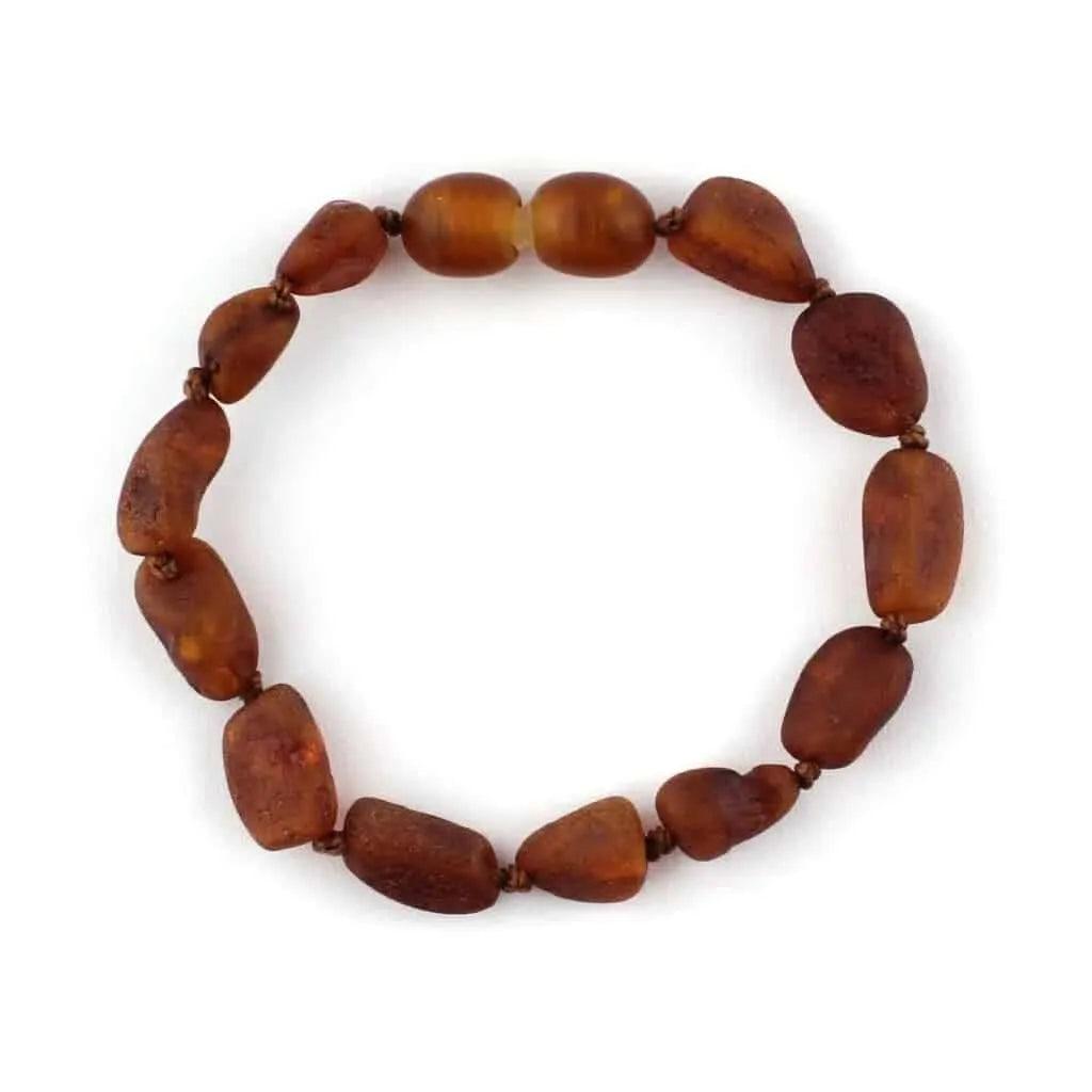 Baby/Child - Amber Bracelet - Oval Raw Beads - Cognac - 14cm
