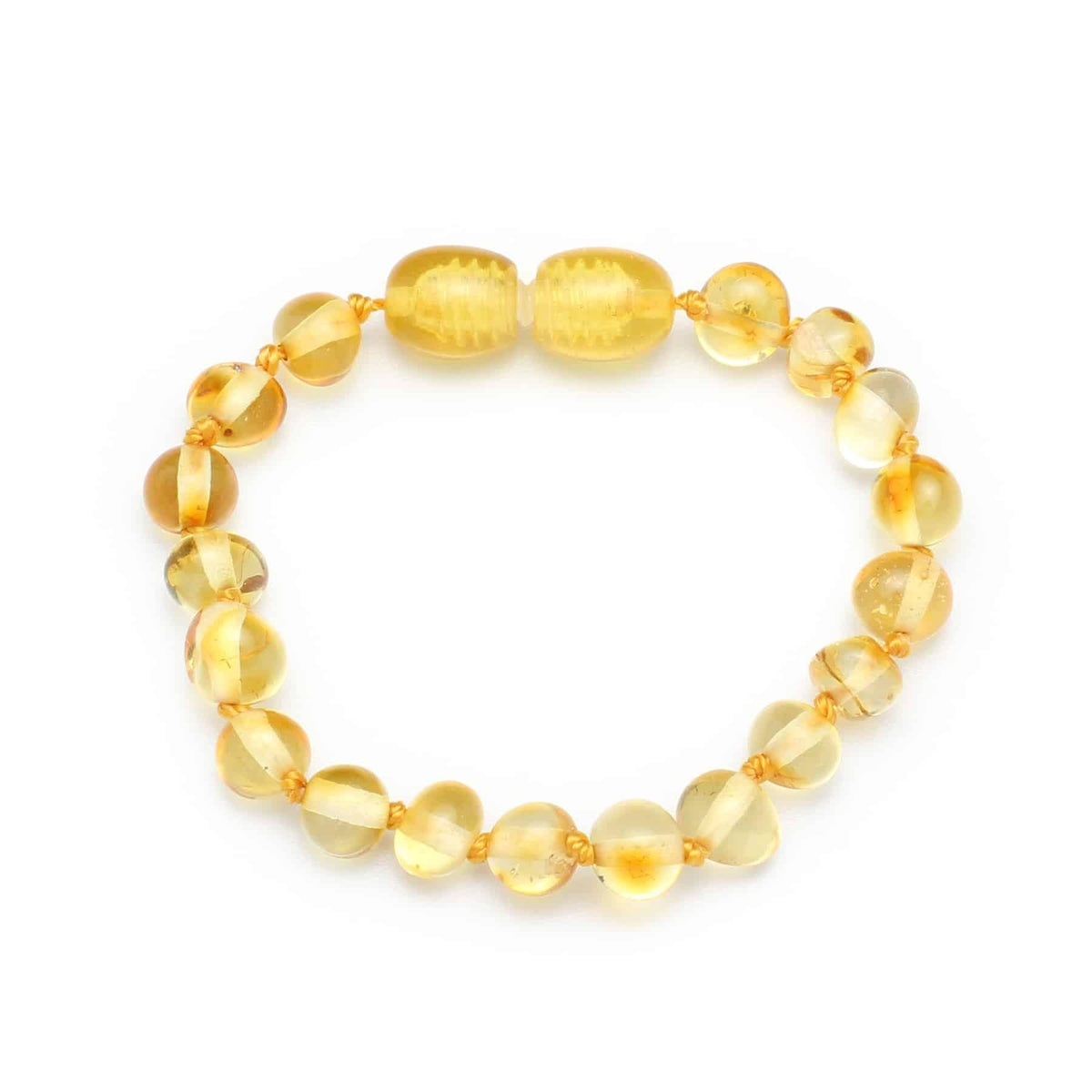 Baby/Child - Amber Bracelet - Round Beads - Polished - 14cm - Lemon