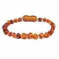 Baby/Child - Amber Bracelet - Round Beads - Polished - 14cm - Cognac