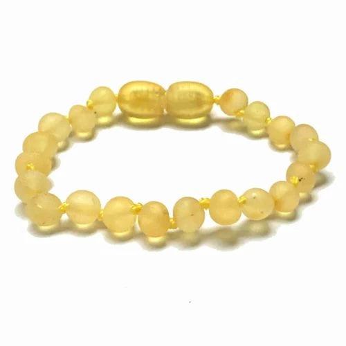 Baby/Child - Amber Bracelet - Round Raw Beads - 14cm - Lemon