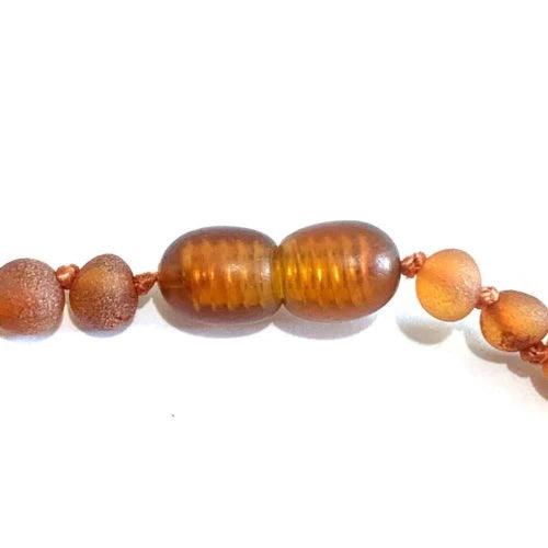 Baby/Child - Amber Bracelet - Round Raw Beads - 14cm - Cognac