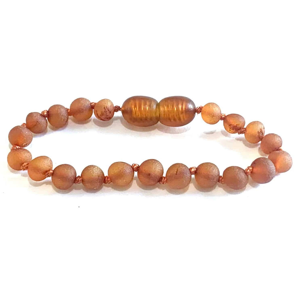 Baby/Child - Amber Bracelet - Round Raw Beads - 14cm - Cognac