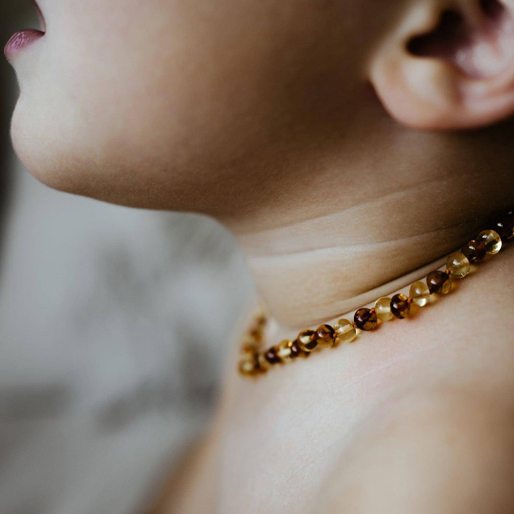 Children's Necklace - Amber - Round Beads - 36cm - Lemon & Honey