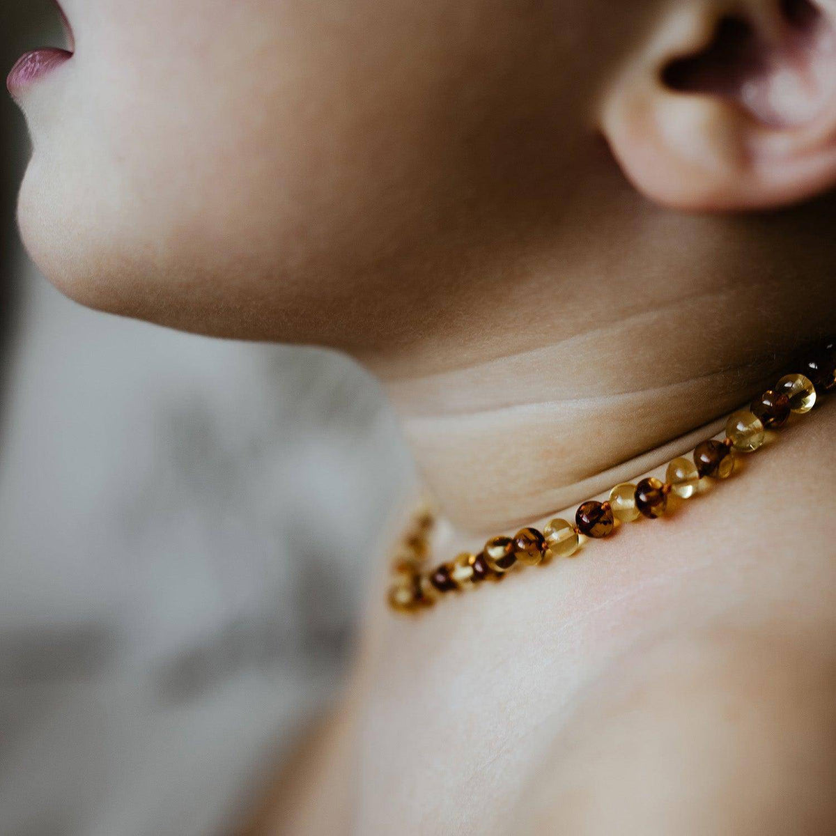 Children's Necklace - Amber - Round Beads - 36cm - Lemon & Honey