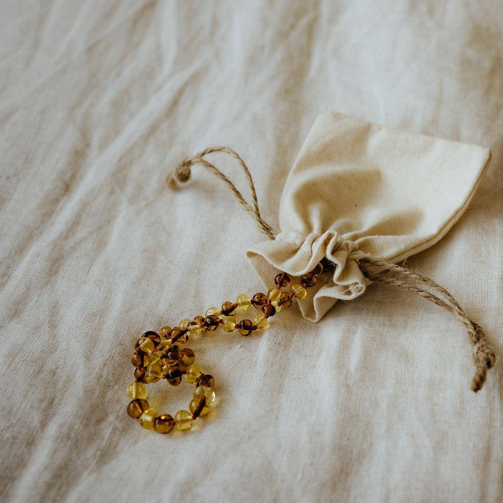 Children's Necklace - Amber - Round Beads - 36cm - Lemon & Honey