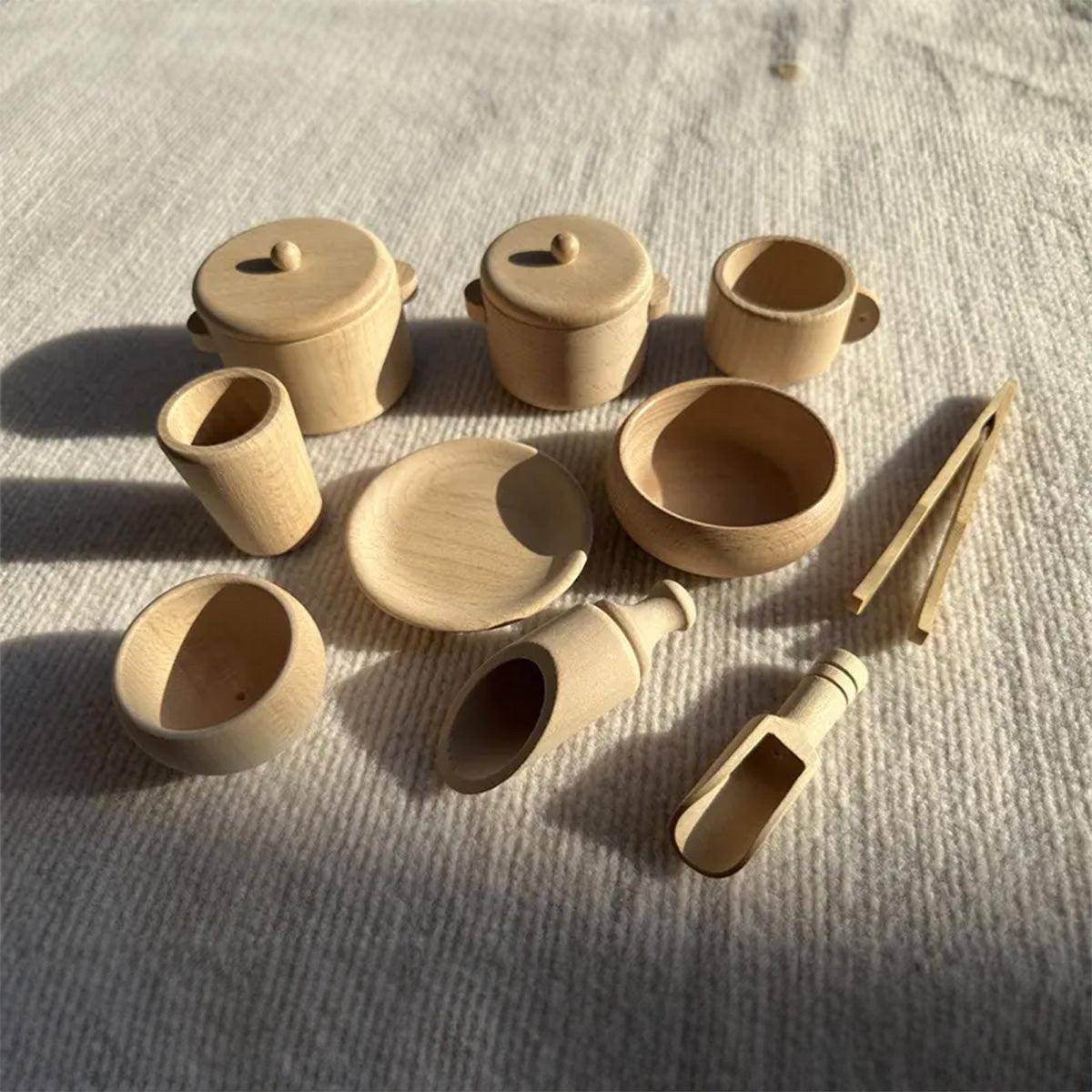 Wooden Toy - Cooking & Dining Set - Montessori Open-Ended Toy