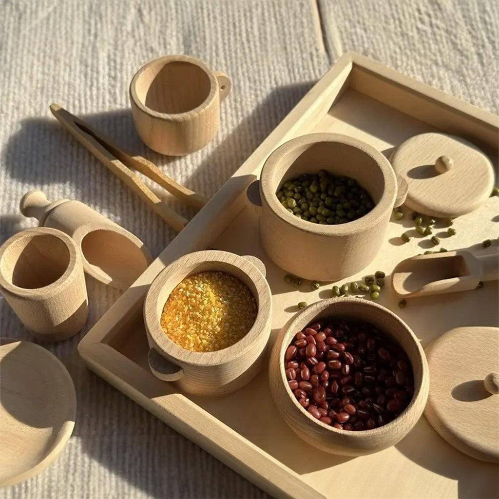 Wooden Toy - Cooking & Dining Set - Montessori Open-Ended Toy