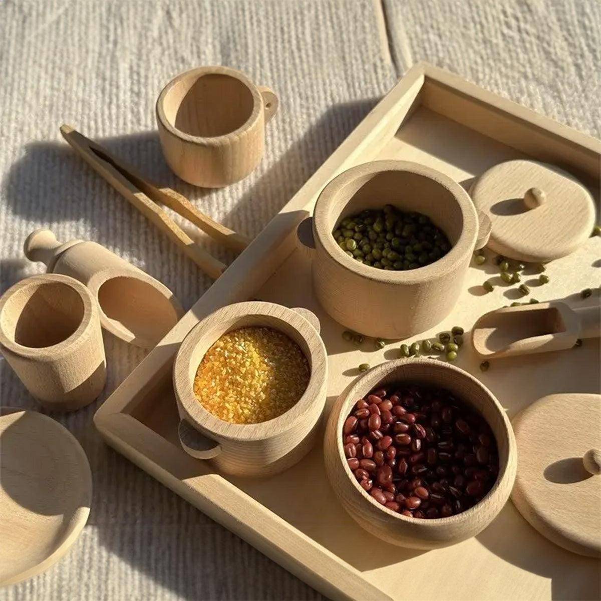 Wooden Toy - Cooking & Dining Set - Montessori Open-Ended Toy
