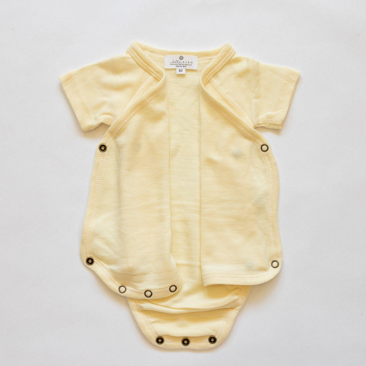 Wool Wrap Romper, Short Sleeve - Merino Wool - Natural