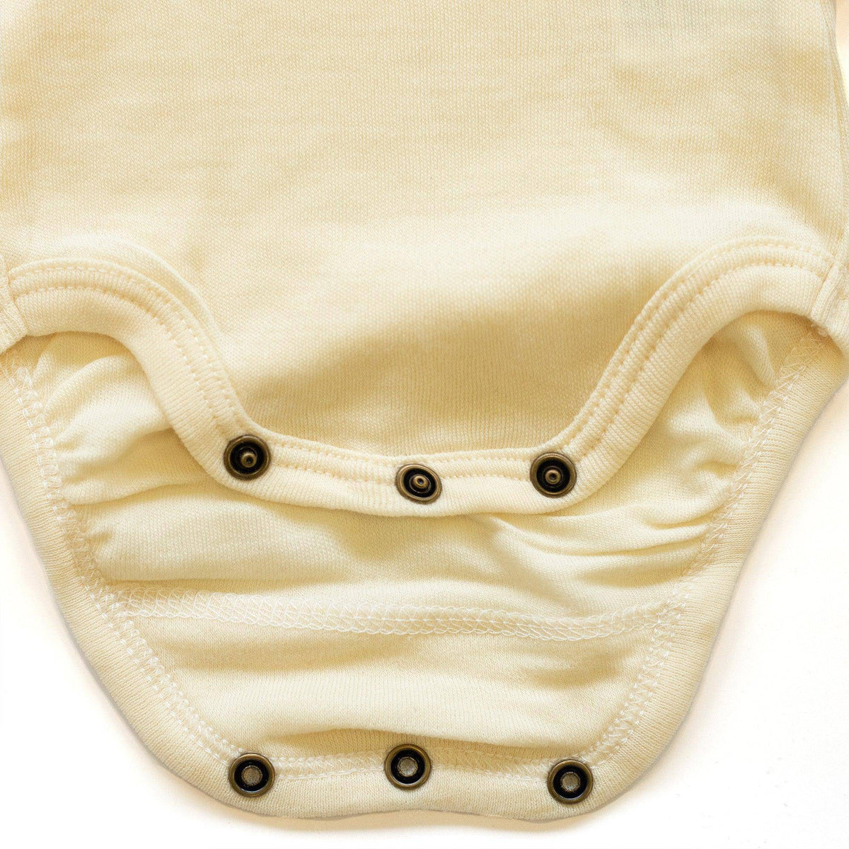 Wool Romper, Short Sleeve - Merino Wool - Natural