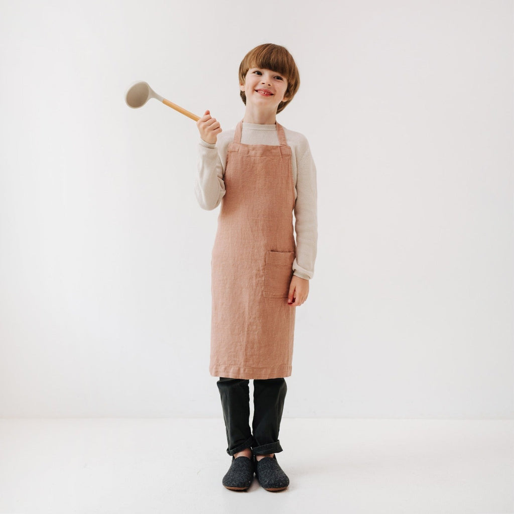 Linen Daily Apron for Kids - Cafe Creme