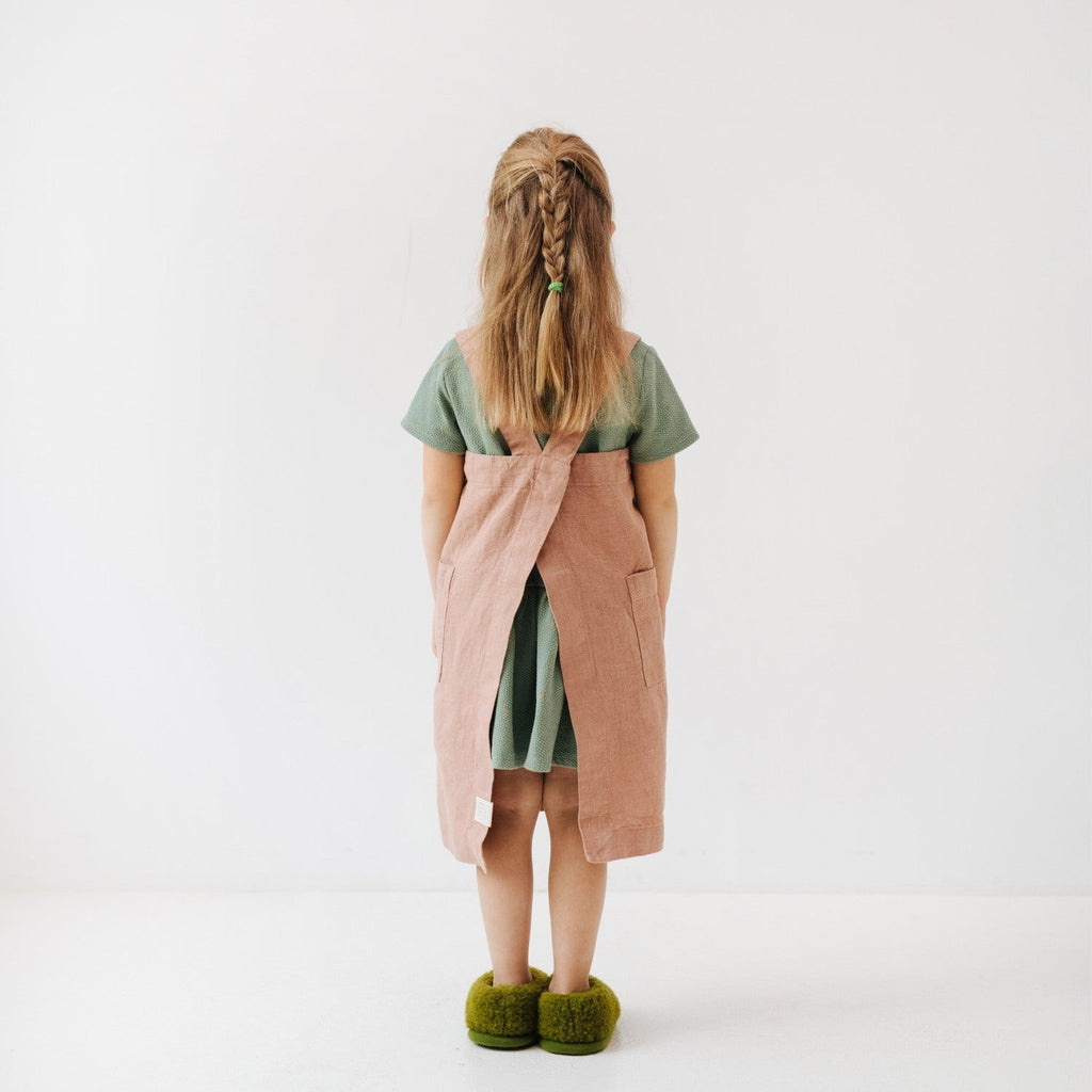 Linen Pinafore Apron for Kids - Cafe Creme