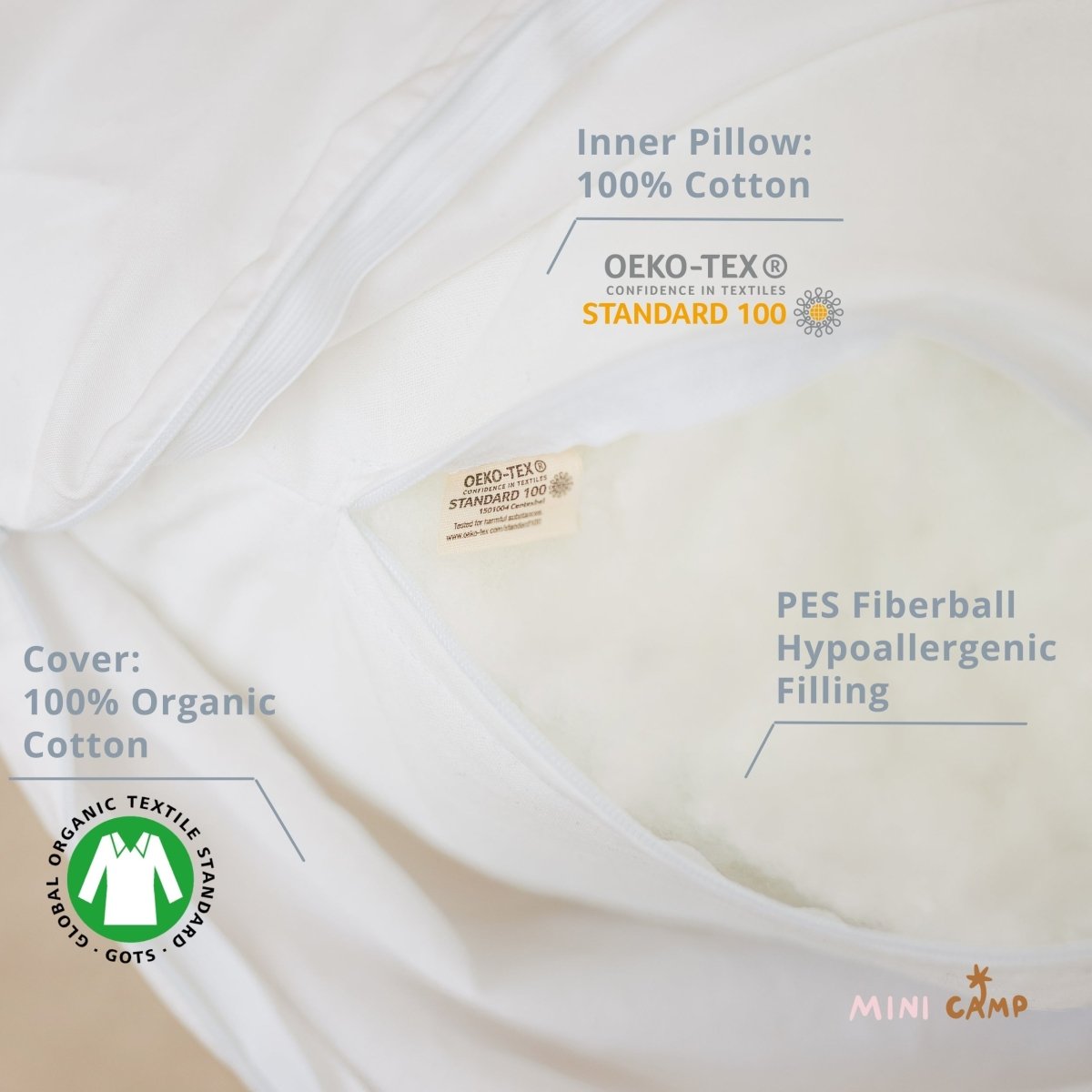 Long Maternity Body Pillow - Organic Cotton Cover - White - 145 cm - Tiny Tugz™