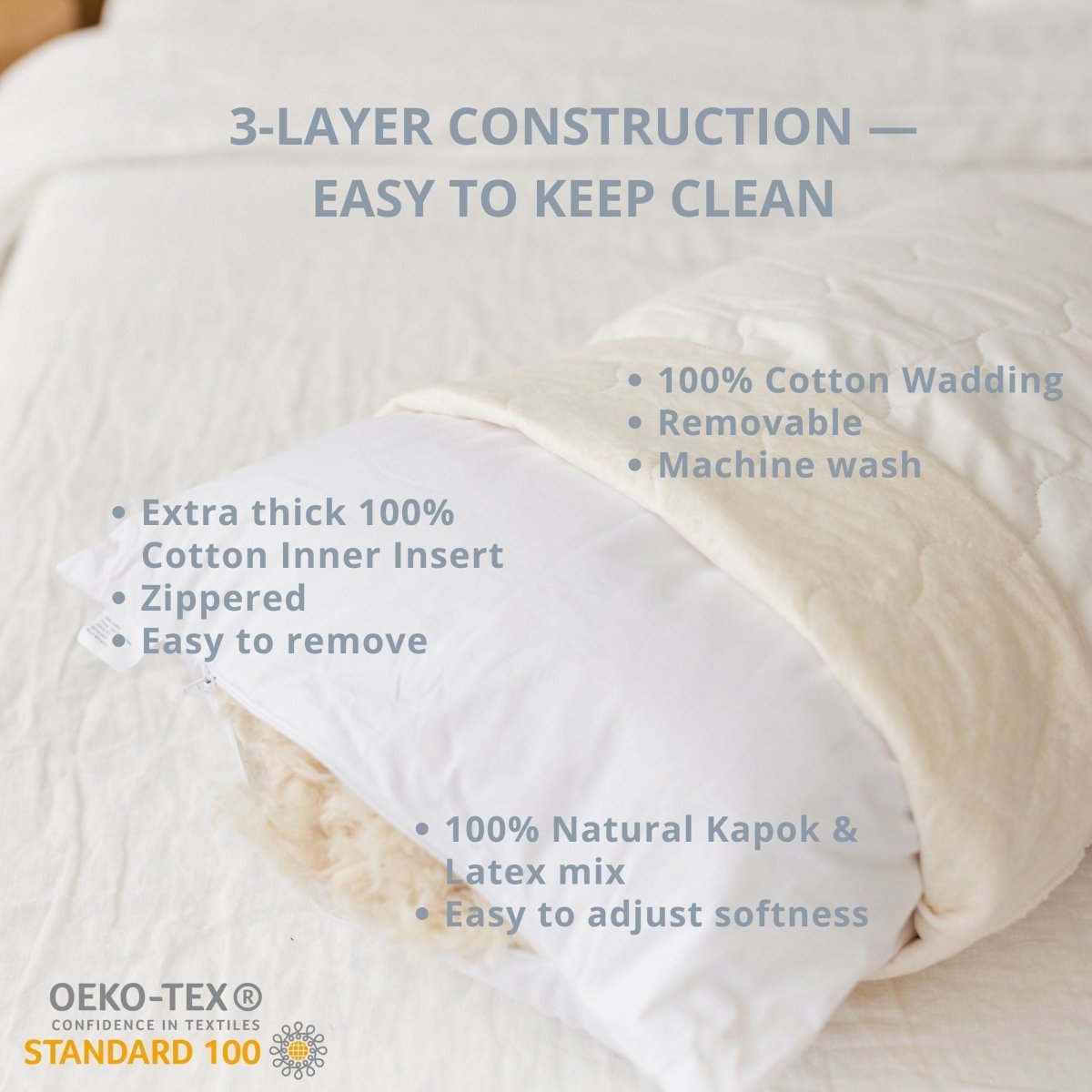 Long Maternity Body Pillow - Organic Cotton Cover - White - 145 cm - Tiny Tugz™